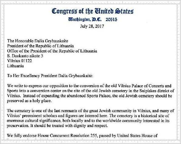 Congress Letter on Piramont